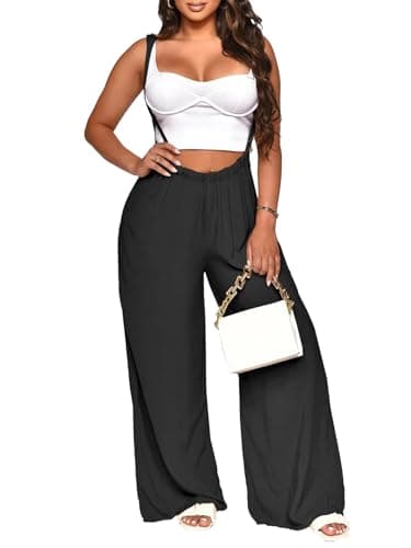 STOLKISS Women Casual Jumpsuits Loose Fit Sleeveless Suspender Overalls Adjustable Spaghetti Straps Baggy Wide Leg Pants Long Rompers - Image 1