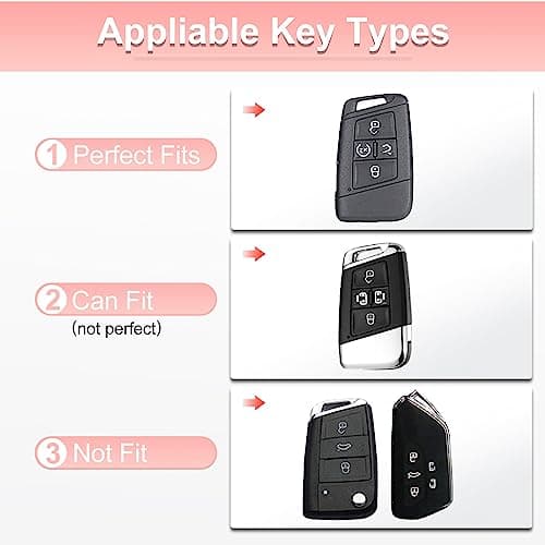 Pangpai Pink Key Fob Cover for VW Volkswagen, Soft TPU Key Case Protection with Bling Keychain Fit for Tiguan Atlas Jetta Passat Golf Alltrack Smart Key - Thumbnail 2