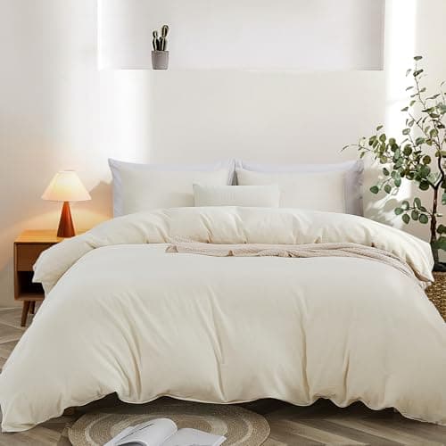 Oli Oli Anderson Duvet Cover Twin Size - 2 Pieces Washed Cotton Linen Duvet Cover Set - Soft Breathable Bedding Set with Zipper Closure for All Seasons, Comforter Not Included - Natural Linen, Twin - Image 1