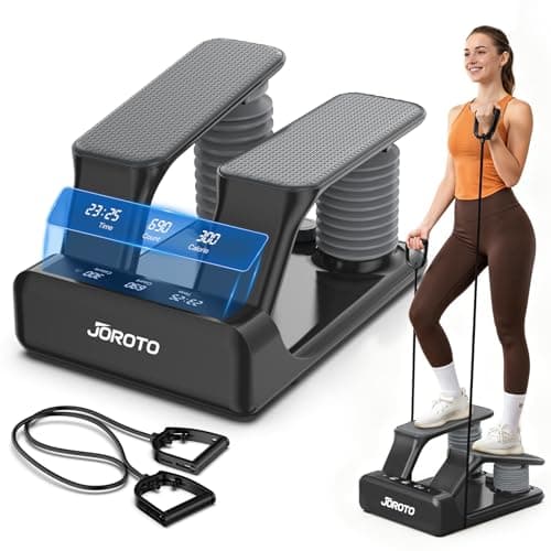 JOROTO Air Stepper Exercise Machine with LED Monitor and Resistance Bands, 300LB Capacity Stair Stepper, 5-Level Adjustable Resistance and Low-Impact Steppers for Exercise at Home, Black