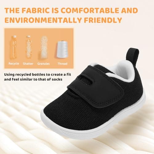 STQ KIDS Baby Wide Toe Box Shoes Toddler Girl Boy Barefoot Shoe Walking Non-Slip Sneakers Black White Size 12-18 Months - Thumbnail 5