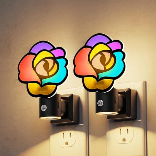 L LOHAS LED Night Lights Plug into Wall, Night Light with Light Sensor, 3000K Soft White, 0-100LM Brightness Adjustable, Acrylic Rose Nightlight for Bathroom Bedroom Hallway[2 Pack] - Image 1