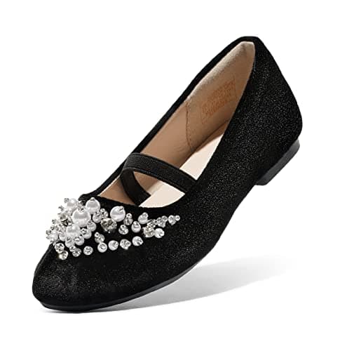 DREAM PAIRS Girls Mary Jane Uniform School Flat Shoes, Black/Suede - 5 Toddler (Aurora-03) - Image 1