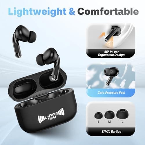 BLXSounds Wireless Earbuds, Bluetooth 5.3 Headphones Wireless Earbuds with 4 ENC Noise Cancelling Mic, 40+Hrs, HiFi Bass 3D-Stereo, USB C in-Ear Earphones, Ear Buds for iPhone, Android,Laptop - Thumbnail 6