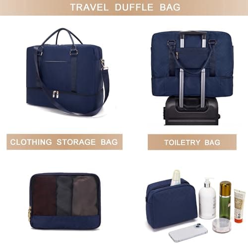 Travel Duffle Bag for Women Carry on Bags Overnight Weekender Bags Toiletry Hospital Gym Bag with Shoe Compartment 3pcs - Thumbnail 6