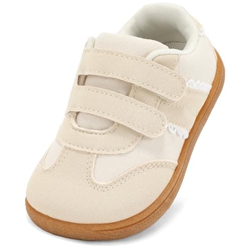 STEP QUEEN Toddler Girl Wide Toe Box Barefoot Walking Shoes Zero Drop Lace Sneakers for Outdoor Activities Beige Toddler 8 - Image 1