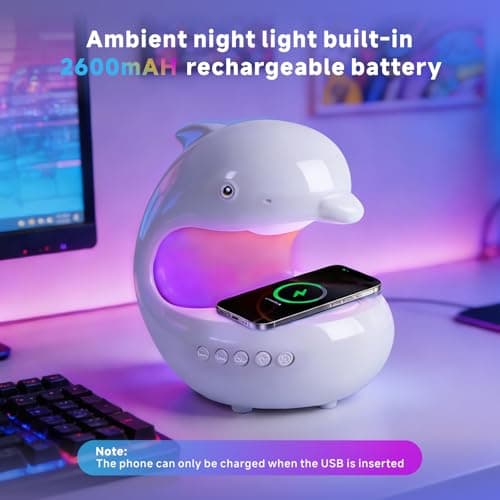 UMLAEN Smart LED Night Light with Bluetooth Speaker, Rechargeable Table Lamp with 15W Wireless Charging | 4 Lighting Modes | Timing | Dimmable Atmosphere Lamp for Bedroom, Home Decor, Party, Office - Thumbnail 4