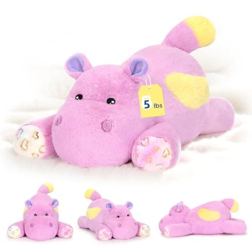 PEACH CAT 23.6 inch 5 lbs Hippo Weighted Stuffed Animals Large Hippopotamus Plushies Cute Plush Toys Gifts for Kids Adults - Image 1