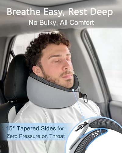 BeeVines Travel Pillow with Carry Case, Memory Foam Neck Pillows for Airplanes, 360° Wrap Around Support for Sleeping, Breathable & Washable Cover for Long Flights, Car & Train Traveling - Thumbnail 4
