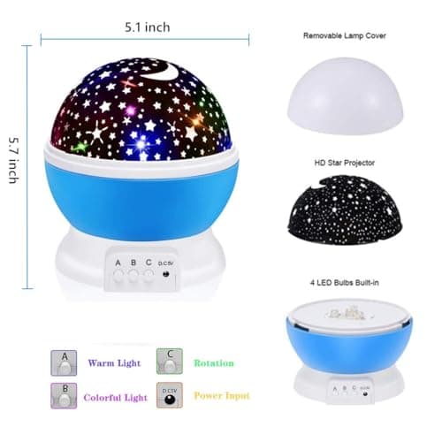 Toys for 1-10 Year Old Girls,Star Projector for Kids 2-9 Year Old Girl Gifts Toys for 3-8 Year Old Gifts for 4-7 Year Old Boys Birthday Gifts Stocking Stuffers for Kids (A Pink) (Blue) - Thumbnail 2