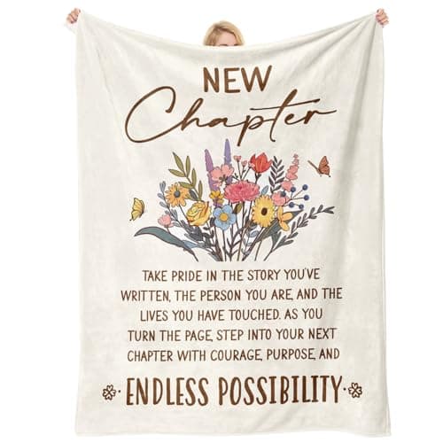 Retirement Gifts for Women Men, New Chapter Throw Blanket for Coworker Leaving Gifts, Farewell Going Away Gifts for Coworker Women Friends, Inspirational Retirement Party Decorations Presents 60"x50" - Image 1
