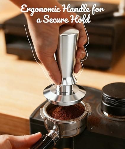 Irosiy 58MM Espresso Tamper - Professional Coffee Press with Non-Slip Base, Calibrated Pressure, Ergonomic Handle for Barista & Home Brewing - Grey - Thumbnail 3
