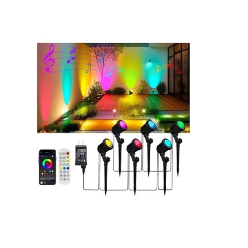 AurNyvaMay Smart Landscape Spotlights, Low Voltage IP67 Waterproof Outdoor Spot Lights Compatible with APP/Remote Control Color Changing Lights for Yard Garden Pathway Lawn Tree Festival 6 Pack - Image 1