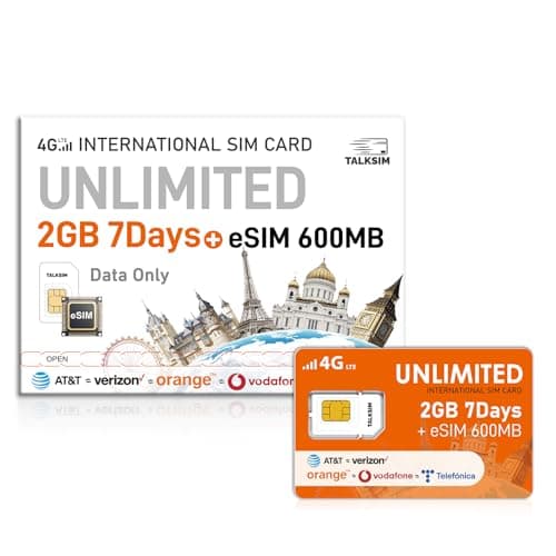 International Data SIM & eSIM Card Unlimited 2GB 7Days SIM and 600MB, 5G/4G 51 Countries in USA,UK,Europe,Asia,Oceania, for Unlocked WiFi Mobile Hotspot, Phones and Tablet–No Contract - Image 1