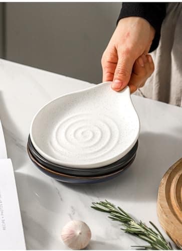 6-Inch Ceramic Spoon Rest - Heat Resistant, Non-Slip for Kitchen Utensils, Spoon Holder Stovetop, Dishwasher Safe - Elegant Spiral Design White, New Year Housewarming Gift - Thumbnail 3