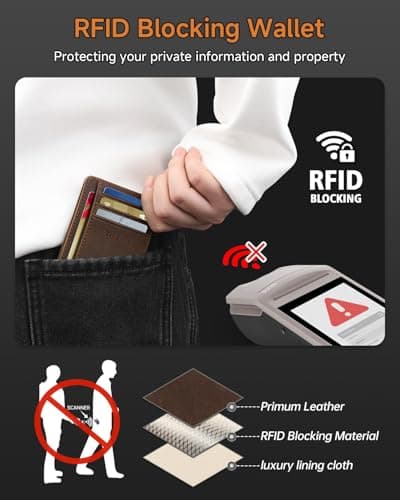 Teskyer Leather Gifts for Men, Premium Leather Gift Set with Slim Wallet, Travel Luggage Tag & Car Keychain, Elegant Gift Box for Father's Day, Birthday, Anniversary, Retirement & Graduation - Coffee - Thumbnail 3