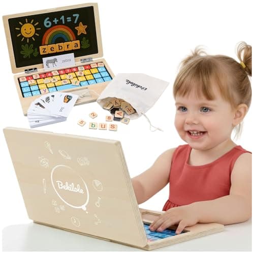 Montessori Toys 11.8" Laptop Preschool Learning Activities 3 Year Old Boy Gift, Pretend Play Toddlers Birthday Gift ,Learning and Educational Toys for 3 4 5 6 7 8 Year Old Kids - Image 1