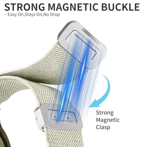 Chinber Stretchy Solo Loop Band Compatible with Apple Watch Bands for Women Men 40mm 38mm 41mm 42mm, Magnetic Soft Nylon with Designer Interlock Buckle Band for iWatch Series 10/9/8/7/6/5/4/3/2/1/SE - Thumbnail 4