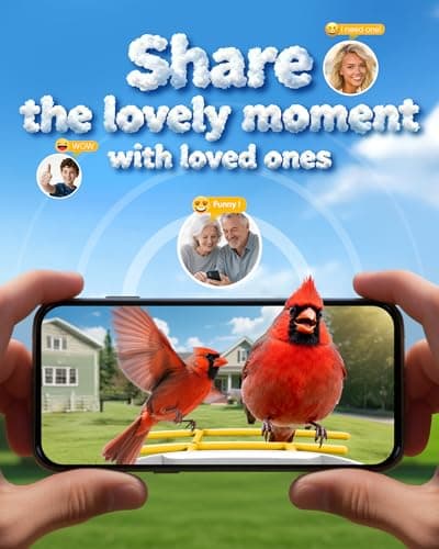 Bird Feeder with Camera Solar Powered - Smart Bird Feeder Camera 2K HD Live Stream, 5MP Photos, AI Identification for Backyard, 2.4Lb Large Capacity, Gifts for Mom Dad, Yellow White - Thumbnail 4