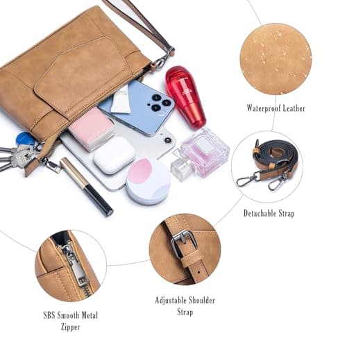 Switrock Small Crossbody Bags for Women, Cell Phone Bag Mini Over Wristlets Handbag Wallet Purse with Card Slots - Thumbnail 5