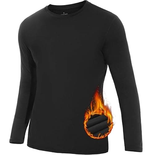 SIMIYA Mens Thermals Long Sleeve Undershirt Warm Fleece Lined Base Layer Thermal Tops Long John Shirts for Men BK XXL Black - Image 1