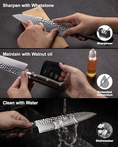kanngou Japanese Chef Knife Kitchen Knife with 67 Layers Damascus Steel AUS-10 Core, Professional Damascus Knife with Full-Tang Ebony Wood Handle and Premium Gift Box (8.27 Inch Gyuto Chef Knife) - Thumbnail 4
