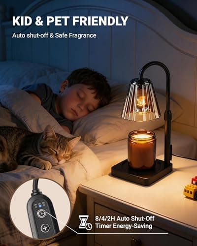 Candle Warmer Lamp with Timer & Dimmer, Birthday Gifts for Women Mothers Day, Height Adjustable Shatterproof Electric Wax Melt Warmer for Jar Candles, Modern Candle Lamp for Home Decor, With 2 Bulbs - Thumbnail 3