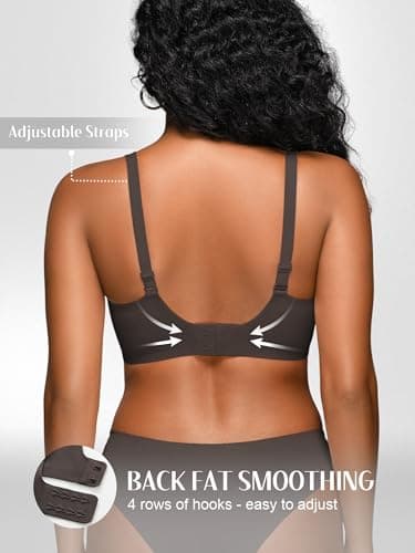 Jelly Bras for Women - S-M Wireless Deep V No Underwire Bralette with Support - Seamless Comfortable Lightly Padded T-Shirt Bra Black S - Thumbnail 4