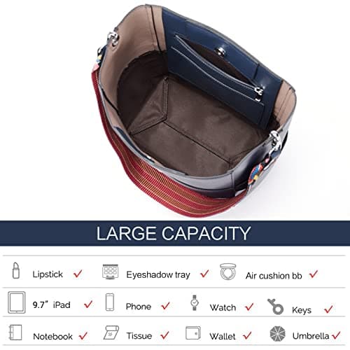 BROMEN Handbags for Women Bucket Bags Vegan Leather Purses and Handbags Crossbody Purse Navy - Thumbnail 5