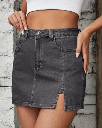 LookbookStore Denim Skort Grey Mini Skirt Jeans Shorts for Women Mini Skorts for Women Skort Size Small Size 4 6 - Thumbnail 6