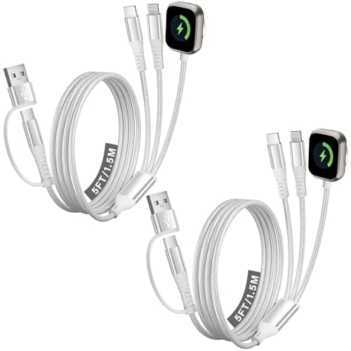 Cruise Travel Essentials 2026, 3 in 2 Multi Charging Cable/Cord with IP/USB C/iWatch Charger, Travel Chargers for Multiple Devices, Compatible with iWatch Series/iPhone 17-8/iPad/AirPods 5FT