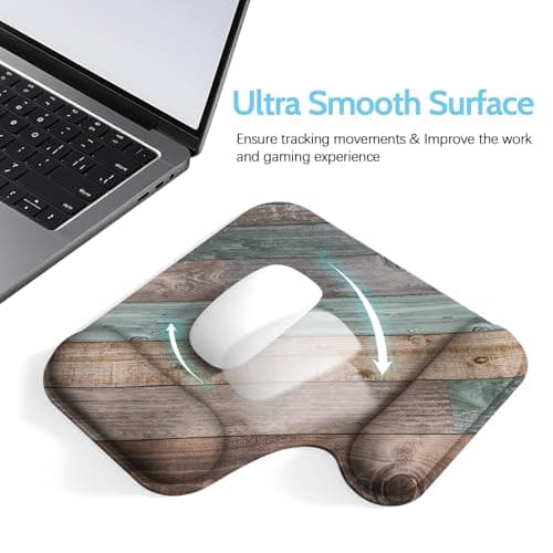 Mcapirivo Ergonomic Mouse Pad with Gel Wrist Rest (1"& 1.2" Dual Height) - Mouse Pads Compact Mousepad Desk Mat Office, Gaming & Carpal Tunnel Relief | Non-Slip Rubber Base Rustic Wood Pattern - Thumbnail 5