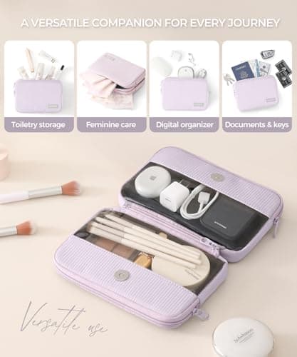 EPEDAL24 Preppy Makeup Bag, Rectangle Double Detachable Cosmetic Organizer, Clear Side Panel Portable Travel Pouches for In-Flight Essentials, Beauty & Tech Accessories, Gift for Women - Thumbnail 5