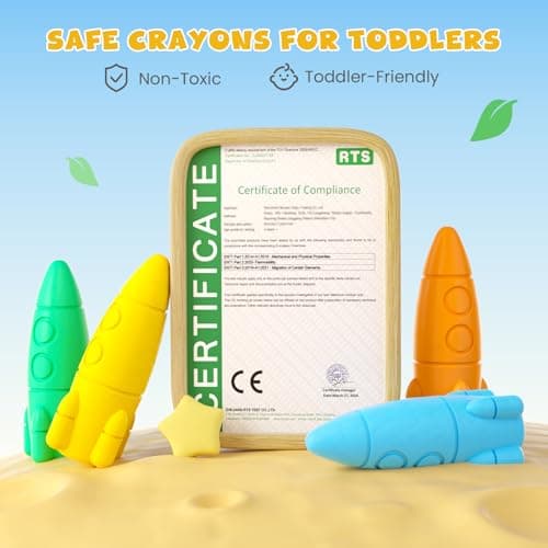 JUPITEARTH 24 Colors Crayons for Toddlers, Non-Toxic Washable Rocket Crayons, Easy-to-Hold Coloring Gifts & Mess-Free Art Supplies for Little Hands - Thumbnail 4
