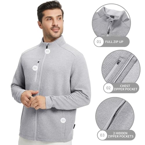 M MAELREG Mens Casual Jacket Performance Stand Collar Long Sleeve Sweater Insulated Jacket Texture Warm Winter Coat - Thumbnail 4