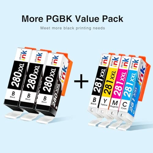 Starink PGI-280XXL CLI-281XXL 280XXL 281XXL 280 281 XXL Replacment for Canon 280 281 Ink Cartridges Compatible with PIXMA TR8620 TR8620a TS6320 TS8220 TS9520 TS6120 TS6220 TR7520 Printer 7 Pack - Thumbnail 2