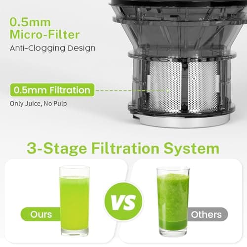Kndko Cold Press Juicer, Juicer Machines with 5.4" Large Feed Chute for Whole Vegetables & Fruits, Professional Slow Masticating juicer with Large Auger, Self Feeding, High Juice Yield, Easy to Clean - Thumbnail 3