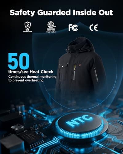 InoKraft Heated Jacket for Men with Rechargable Battery Pack Included, Men's Heated Winter Coat with Water-Resistent Shell (USB-C Charging Cable Included), Size XXX-Large - Thumbnail 6