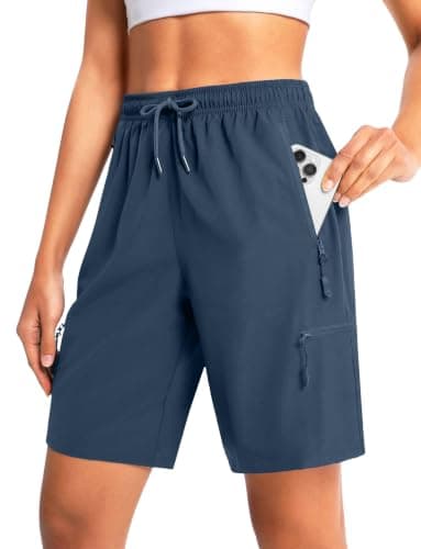 Cyasundent Women's 7" Hiking Cargo Shorts Lightweight Stretch Quick Dry Athletic Golf Summer Bermuda Shorts for Women (Dusty Blue_XXL) - Image 1