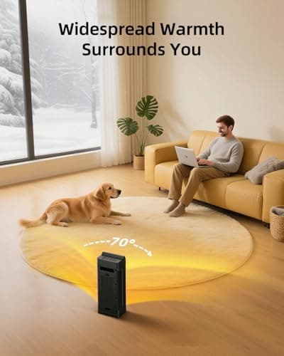 Space Heater, Electric Heaters for Indoor Use with Thermostat, Remote, 1-12H Timer, 70°Oscillation and Overheat Protection, 1500W PTC Ceramic Fast Safety Heat, Portable Heater for Office (Black) - Thumbnail 6