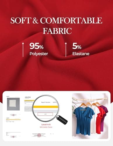 GRACE KARIN Summer Blouses for Women Dressy Casual, 2026 Ruffle Sleeve Peplum Tops, V Neck Business Work Shirts Red L - Thumbnail 5
