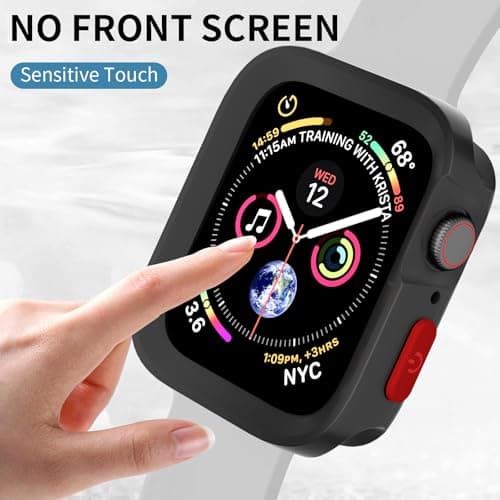 SDOCEBF Slim Flexible TPU Shockproof Watch Bumper, Rugged Case for Apple Watch Series 9/8/7/6/5/4/SE3/2/1 44mm/45mm, Gift-Ready for Every Celebration, Black - Thumbnail 2