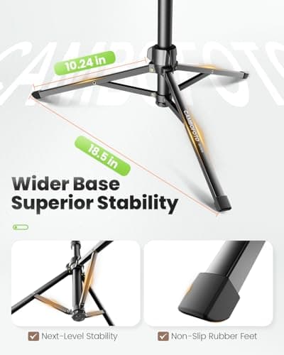 CAMBOFOTO 82" Phone Tripod Stand with Gooseneck, Remote and Phone Holder, Selfie Stick & Overhead Tripod for Recording/Cooking/Fitness/Vlog, Compatible with iPhone Android Samsung, Camera - Thumbnail 4