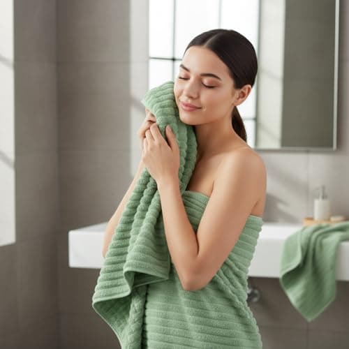NALIVO Extra Large Bath Towel Set of 6 (40"x80"),Oversized Bath Sheet Super Soft Highly Absorbent Microfibers Quick Dry Luxury Shower Towel for Bathroom Spa Gym Hotel Yoga(Sage Green, 6Piece) - Thumbnail 3