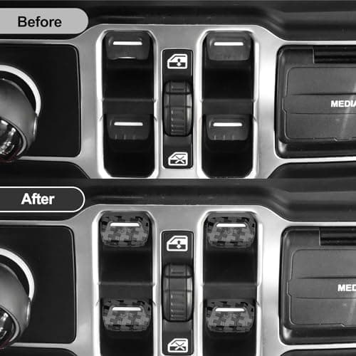 DIAMOOKY 4PCS Upgraded Window Switch Button Cover Compatible with Jeep Wrangler JL JLU 2018-2026 and Gladiator JT 2020 2021 2022 2023 2024 2025 2026 Wrangler 4xe Interior Accessories(Carbon Black) - Thumbnail 2