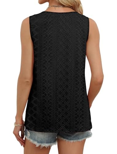 WIHOLL Tank Tops for Women Trendy Plus Size Tops Black Tank Top Woman Beach Vacation Summer Clothes Resort Wear 2026 Work Shirts Black 2XL - Thumbnail 5