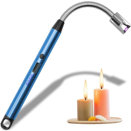 RSBYE Candle Lighter Electric Lighter Rechargeable Lighters with Hanging Loop Windproof Arc Lighters for Candle Cooking BBQs Fireworks (Ice Blue)