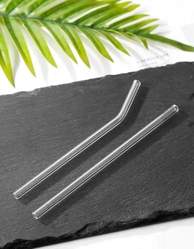 12 Pack Reusable Glass Straws, 7 inches x 8 millimeters, with 5 Straight Heads, 5 Curved Straws, and 2 Straw Cleaner Brushes. High borosilicate Glass Straws Set Great for juice, coffee, and cocktail - Thumbnail 5