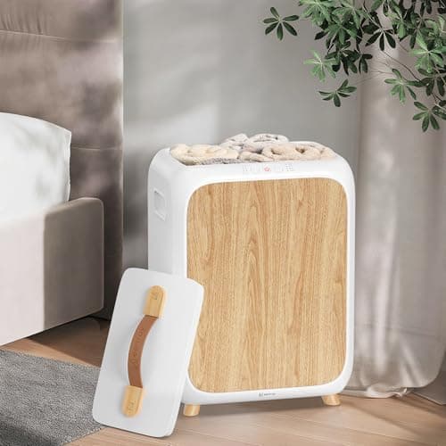 Keenray Towel Warmer Bucket, Luxury Rectangle Towel Warmer for Bathroom with Timer & Delay, Customized Fragrance, Child Lock, Fits 2 Large Towels, Blankets, Bathrobes, Ideal Gift for Him & Her(Wood) - Thumbnail 2