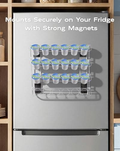 IntreLife K Cup Holder for Fridge, Magnetic Coffee Pod Organizer Holds 24 K Cups, Detachable Acrylic K Cup Organizer with Strong Magnets, Space-Saving Coffee Pod Holder for Kitchen - Thumbnail 6